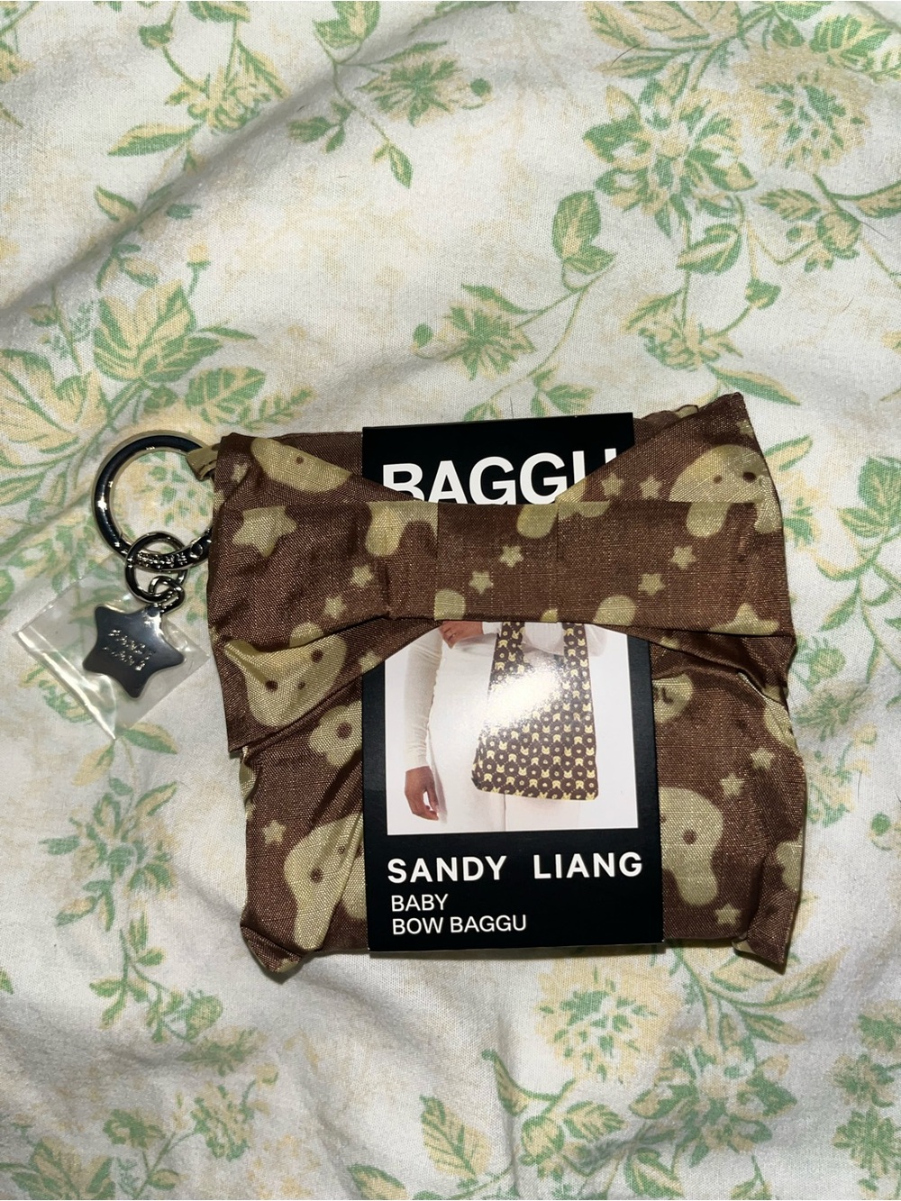 BAGGU X Sandy LIANG Brown Bunnies Baby Reusable Tote Bag with Star Charm NEW NWT